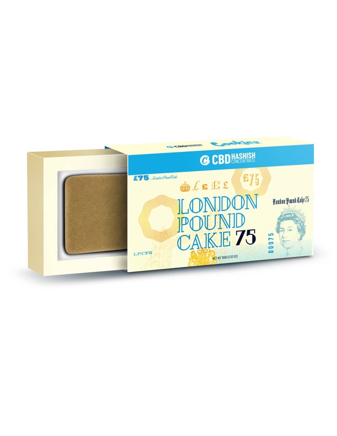 Hash CBD London Pound Cake 75 Cookies® 100g - Cocorikush